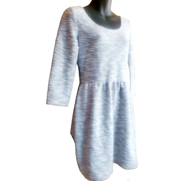 Maison Jules Knit Tweed Sweater Dress Heather Gray Sparkly 3/4 Sleeves Sz Medium - Picture 2 of 6